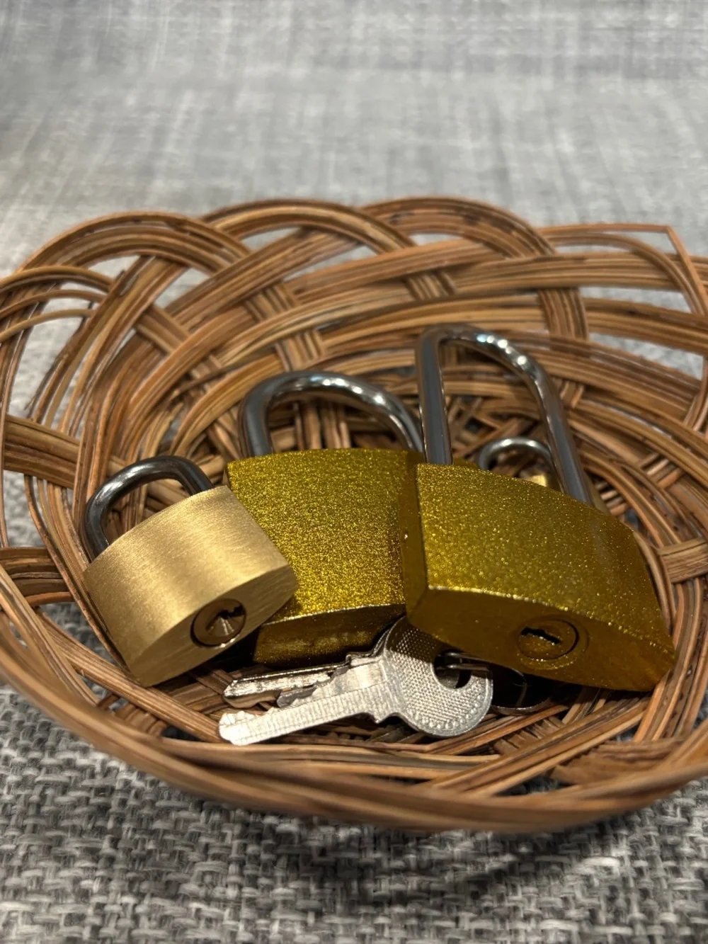 padlocks & keys in basket forlocking & unlocking lesson by idlewild montessori